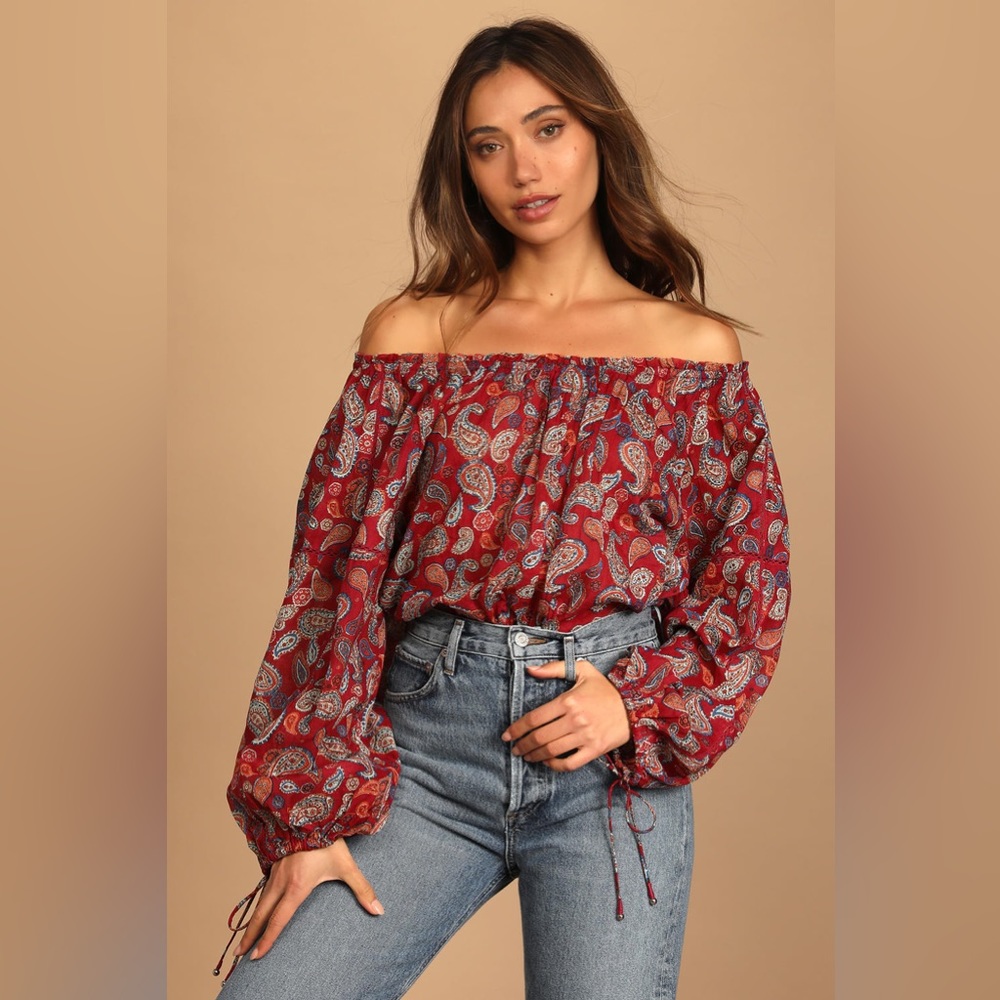 NWT FREE PEOPLE Sundown Paisley Bodysuit in Rust Size Medium